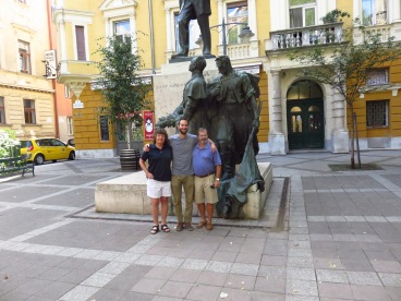 The three of us in front of the Zichy statue